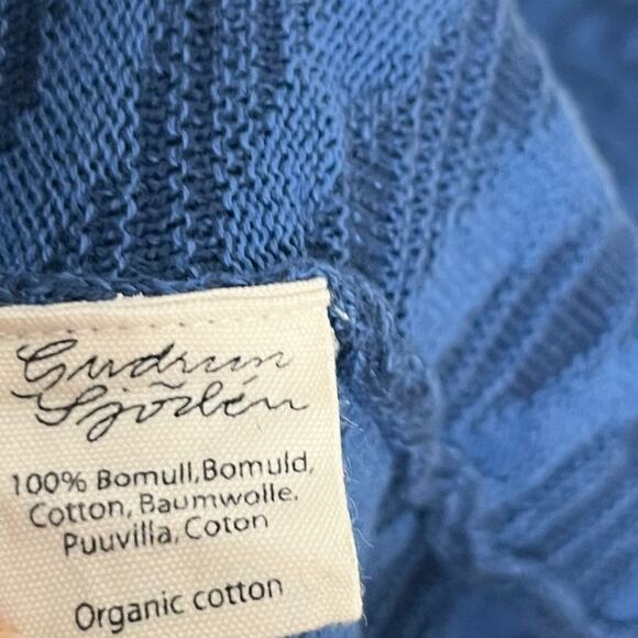 Gudrun Sjoden Womens Cap Sleeve Knit Midi Dress Small Blue Geometric V Neck - Picture 8 of 9